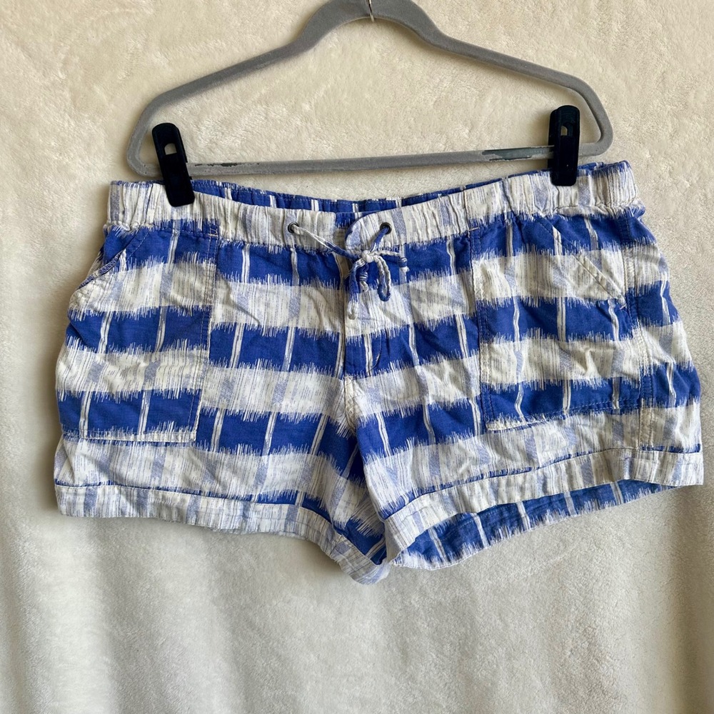 Mossimo Supply Co Plaid Ikat Drawstring Shorts Size 15 Blue White Summer Beach